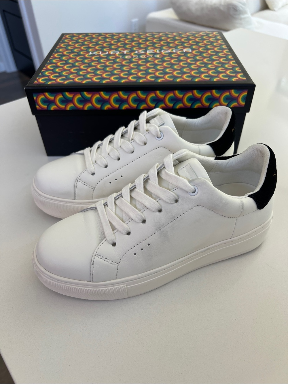 Kurt Geiger laney white leather lace up sneakers 7.5